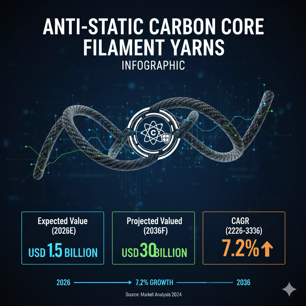 Anti-Static Carbon Core Filament Yarns Market to Reach USD 3.0 billion by 2036 as Compliance and Automation Drive Demand